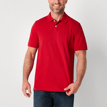 St. John's Bay Premium Stretch Mens Classic Fit Short Sleeve Polo Shirt In Red