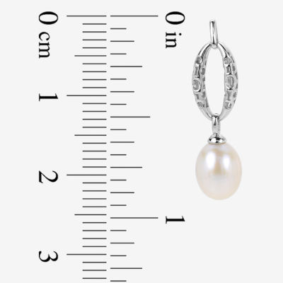 White Cultured Freshwater Pearl Sterling Silver Drop Earrings