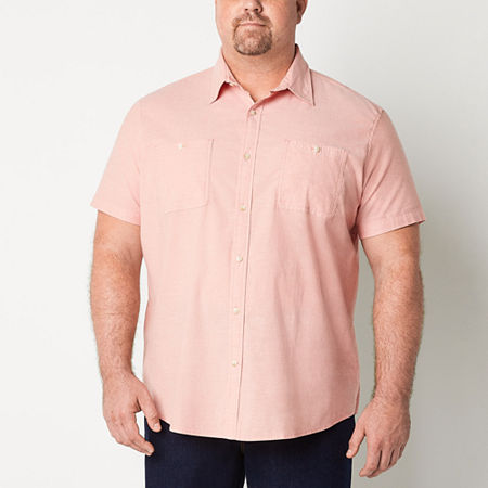 Mutual weave Big and Tall Mens Classic Fit Short Sleeve Button-Down Shirt, 5x-large Tall, Orange