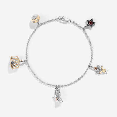 Disney Jewels Collection 1/8 CT. T.W. Natural White Diamond 14K Gold Over Silver Dumbo Charm Bracelet