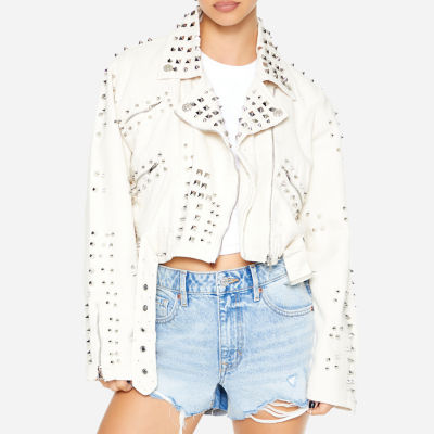 Forever 21 Studded Lightweight Motorcycle Jacket-Juniors