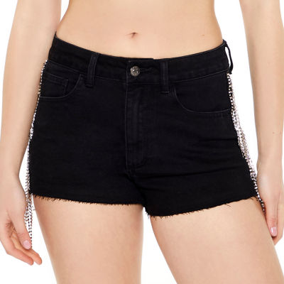 Forever 21 Glitter Fringe Womens Low Rise Denim Short-Juniors