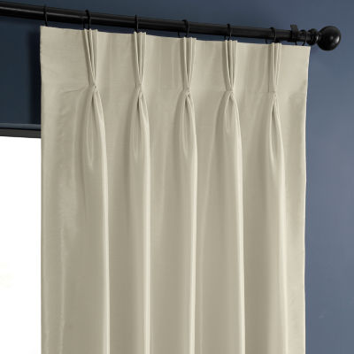 Exclusive Fabrics & Furnishing Pleated Vintage Textured Faux Dupioni Energy Saving Blackout Pinch Pleat Single Curtain Panel