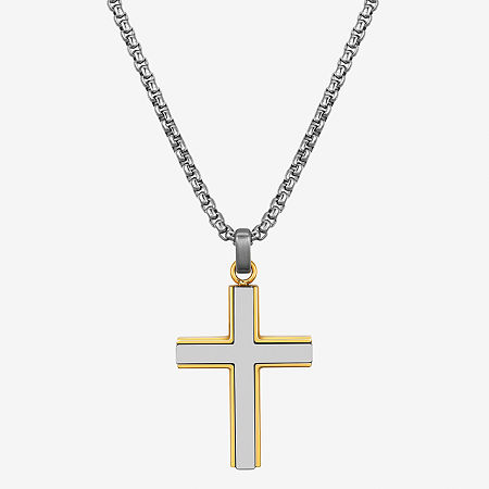 J.P. Army Stainless Steel 24 Inch Rolo Cross Pendant Necklace, One Size