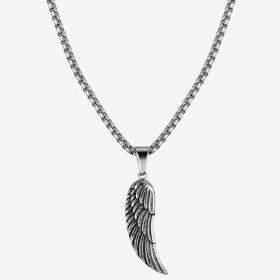 J.P. Army J.P. Army Stainless Steel 24 Inch Rolo Wing Pendant Necklace