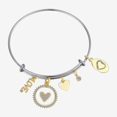 Footnotes Love 14K Gold Over Brass Heart Bangle Bracelet