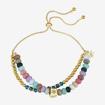 Footnotes Hope Womens Cubic Zirconia 14K Gold Over Brass Flower Bolo Bracelet