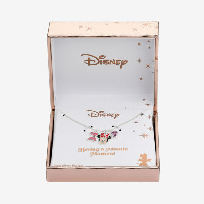 Disney Classics Cubic Zirconia Pure Silver Over Brass 16 Inch Cable Bow Minnie Mouse Pendant Necklace