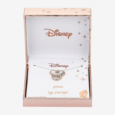 Disney Classics Mom Cubic Zirconia 14k Rose Gold Over Brass Pure Silver Over Brass 16 Inch Cable Sunburst Mickey Mouse Pendant Necklace