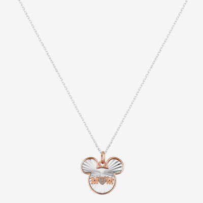 Disney Classics Mom Cubic Zirconia 14k Rose Gold Over Brass Pure Silver Over Brass 16 Inch Cable Sunburst Mickey Mouse Pendant Necklace