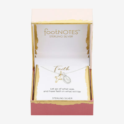 Footnotes Faith Virgin Mary Womens Crystal 14K Gold Over Silver Sterling Silver Cross 16 Inch Pendant Necklace
