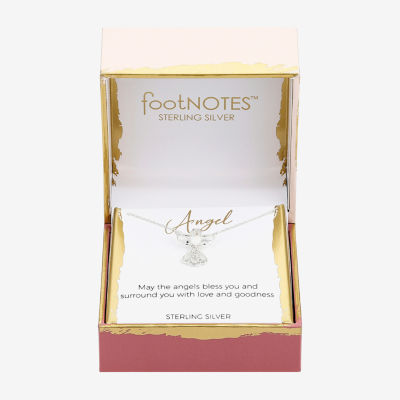 Footnotes Womens Cubic Zirconia Sterling Silver Angel 16 Inch Pendant Necklace