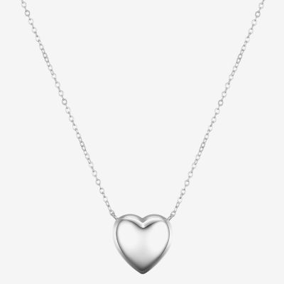 Footnotes Love Sterling Silver 16 Inch Cable Heart Pendant Necklace