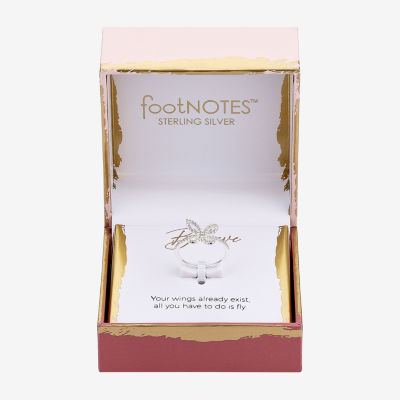 Footnotes Believe Cubic Zirconia Sterling Silver Butterfly Band