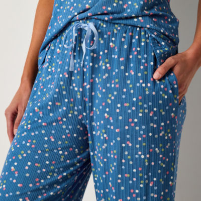 Jaclyn Womens 2-pc. Crew Neck Short Sleeve Capri Pajama Set