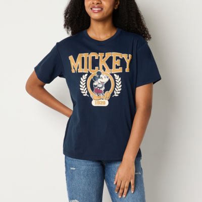 Juniors Womens Crew Neck Short Sleeve Mickey and Friends Graphic T-Shirt