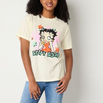 Juniors Womens Crew Neck Short Sleeve Betty Boop Graphic T-Shirt