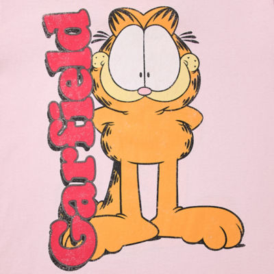 Juniors Oversized Womens Crew Neck Short Sleeve Garfield Graphic T-Shirt