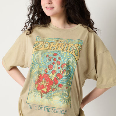 Juniors Zombies Overzsizd Tee Womens Crew Neck Short Sleeve Graphic T-Shirt