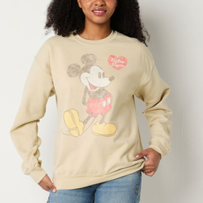 Juniors Womens Crew Neck Long Sleeve Mickey and Friends Sweatshirt
