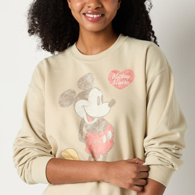 Juniors Womens Crew Neck Long Sleeve Mickey and Friends Sweatshirt