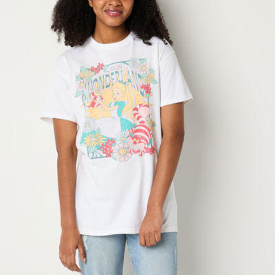 Juniors Alice Wonderland Boyfriend Tee Womens Crew Neck Short Sleeve Graphic T-Shirt
