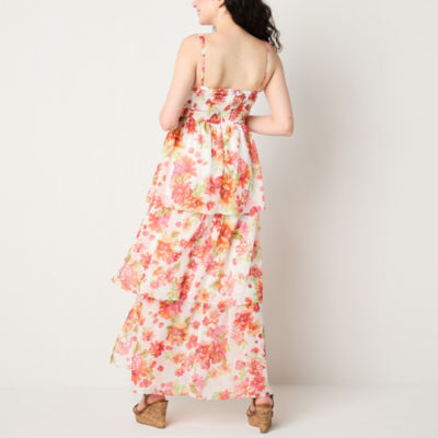 by&by Womens Juniors Sleeveless Floral Midi Maxi Dress