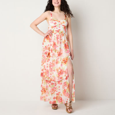 by&by Womens Juniors Sleeveless Floral Midi Maxi Dress