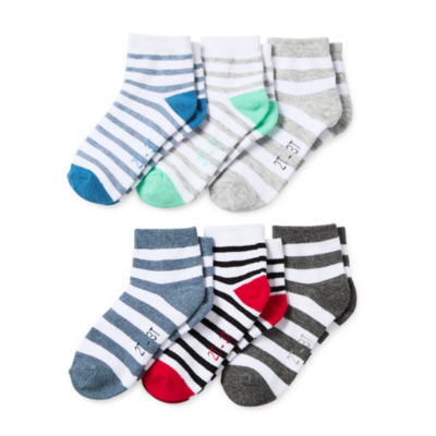 Okie Dokie Toddler Boys 6 Pair Quarter Ankle Socks