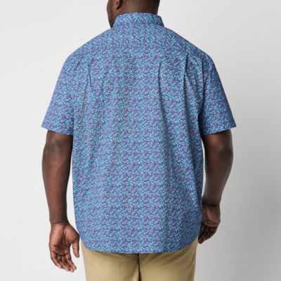 St. John's Bay Big and Tall Mens Classic Fit Short Sleeve Plaid Button-Down Shirt