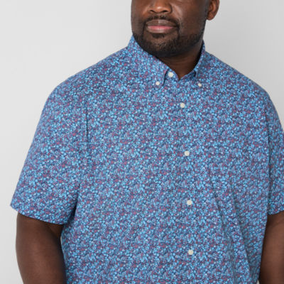 St. John's Bay Big and Tall Mens Classic Fit Short Sleeve Plaid Button-Down Shirt