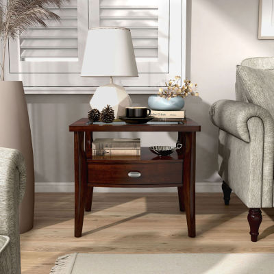 Blaire Glass Top Storage 1-Drawer End Table