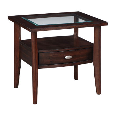 Blaire Glass Top Storage 1-Drawer End Table