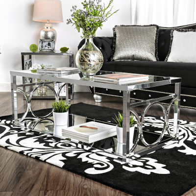 Jasper Glass Top Mirrored Coffee Table