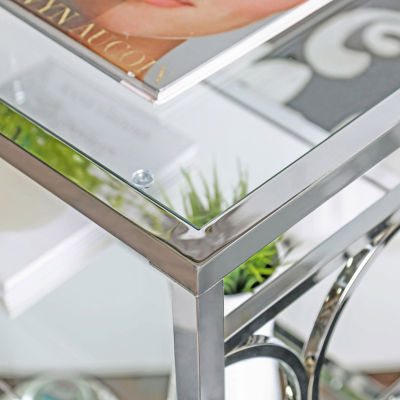 Jasper Glass Top Mirrored Coffee Table