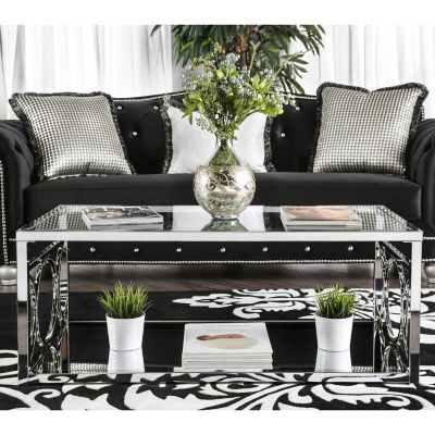 Jasper Glass Top Mirrored Coffee Table