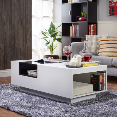 Auburn Glass Top Storage Coffee Table