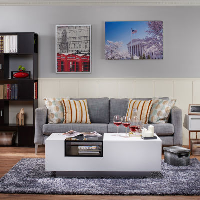 Auburn Glass Top Storage Coffee Table