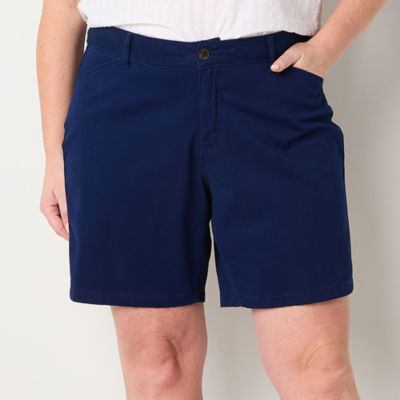 St. John's Bay 8" Womens Mid Rise Chino Short-Plus