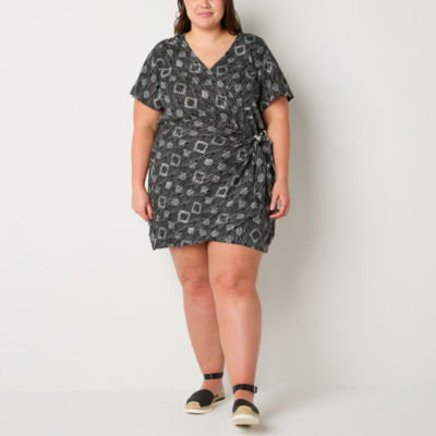 a.n.a Plus Short Sleeve Wrap Dress - JCPenney