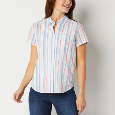 St. John's Bay Tall Womens Short Sleeve Blouse