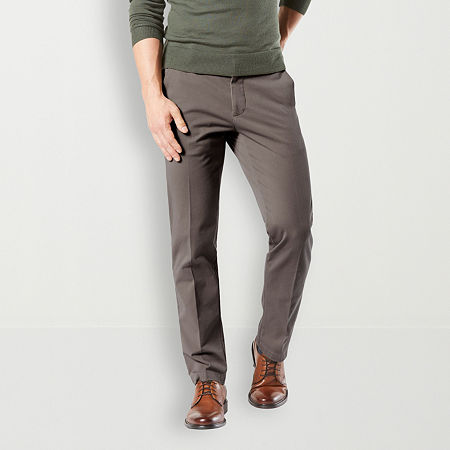 Dockers Workday Khaki With Smart 360 Flex Mens Straight Fit Flat Front Pant, 32 30, Gray