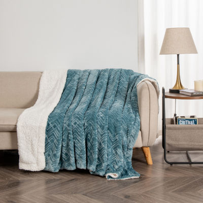 Linery Velvet Plush Sherpa Washable Reversible Midweight Throw