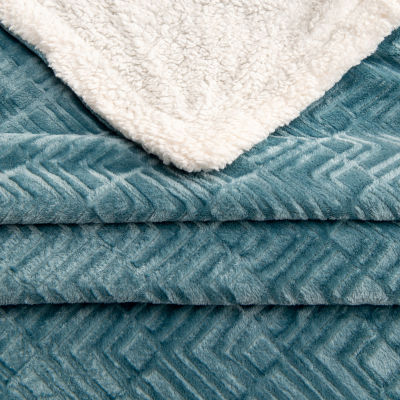 Linery Velvet Plush Sherpa Washable Reversible Midweight Throw