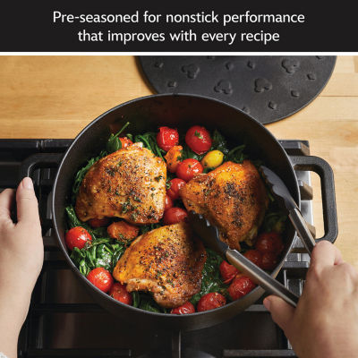 Farberware Disney Monochrome Pre Seasoned Cast Iron 3-qt. Shallow Casserole with Lid