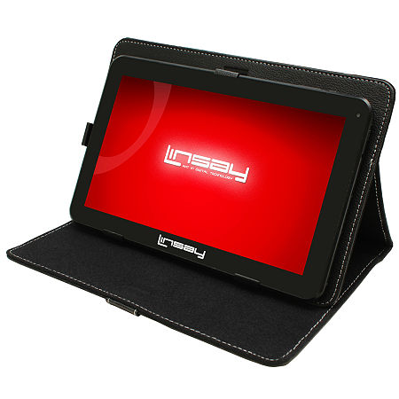 10.1 Quad Core 2GB RAM 32GB Storage Android 12 Tablet Bundle With Black Leather Case, One Size, Black