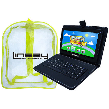 10.1 Quad Core 2GB RAM 32GB Storage Android 12 Tablet Bundle With Black Leather Keyboard And Backpack, One Size, Black