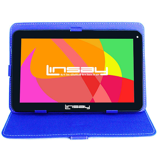 10.1" Quad Core 2GB RAM 32GB Storage Android 12 Tablet with Blue Leather Case"