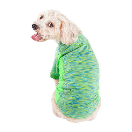 Pet Life Active 'Warf Speed' Heathered Ultra-Stretch Sporty Performance Dog T-Shirt, Small, Green