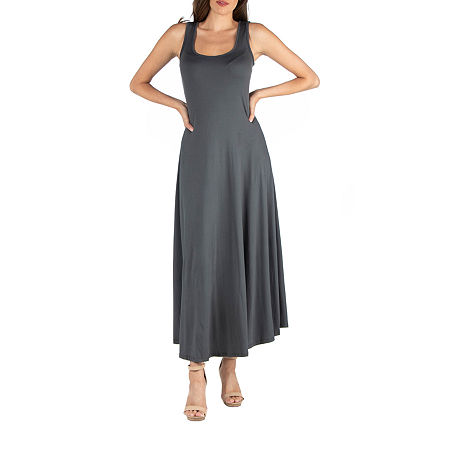  24/7 Comfort Apparel Slim Fit A Line Sleeveless Maxi Dress